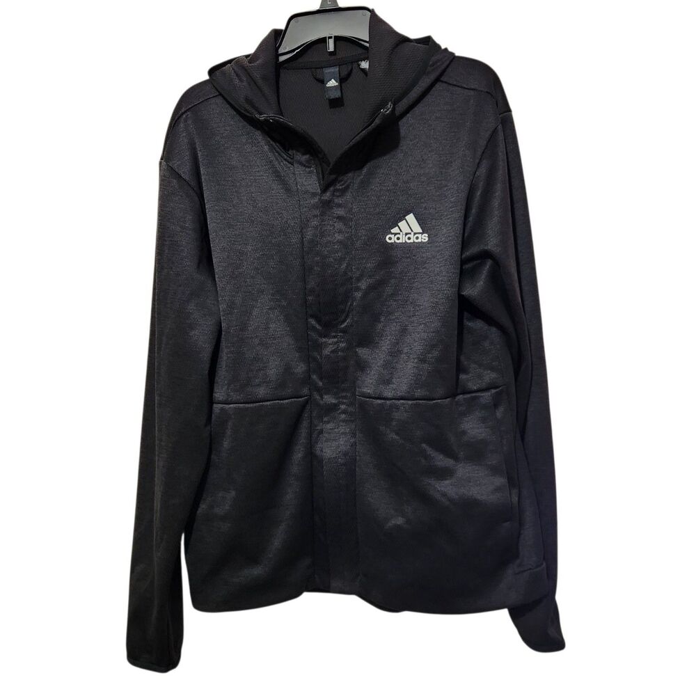 Adidas Hoodie Size Large Black Full Hide Zip With Pockets